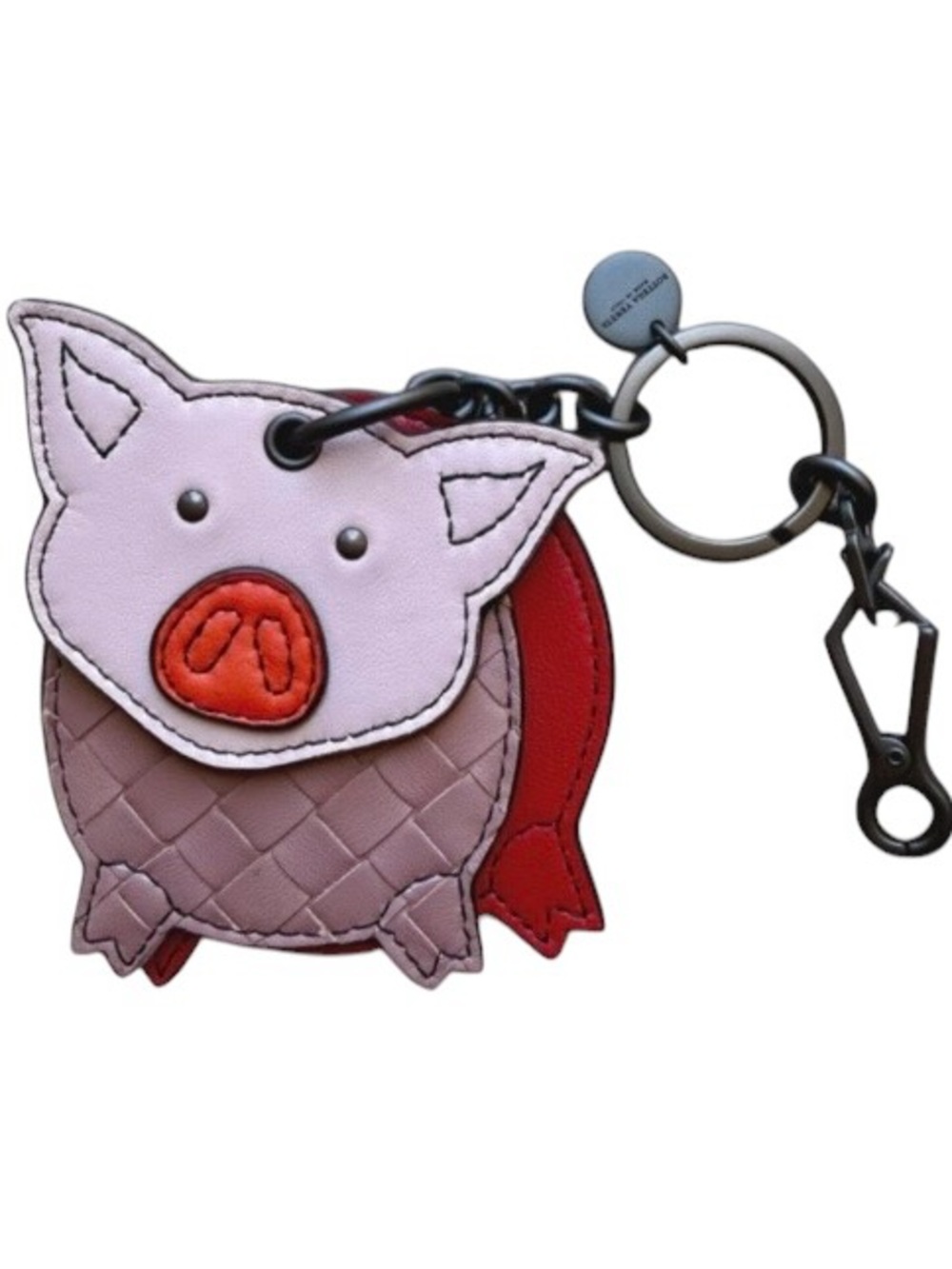 Bottega Veneta pig bag charm tricolor intrecciato leather with dust bag & box